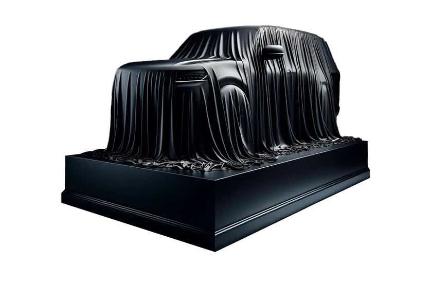 Covered car side view of a Tata Safari EV