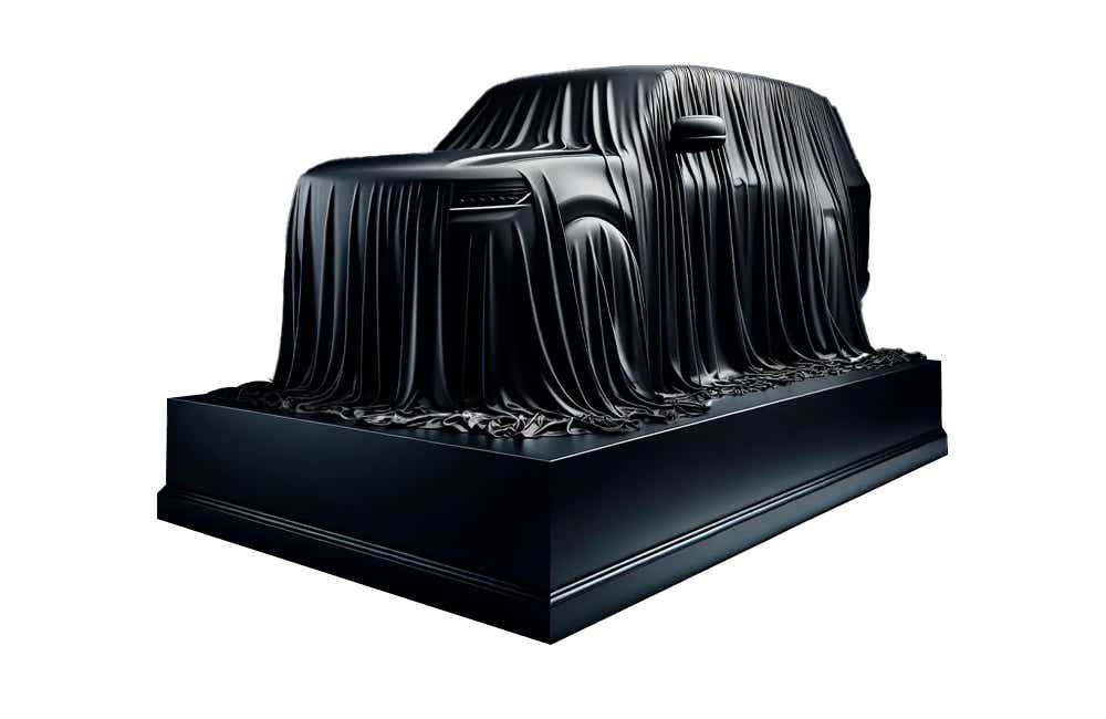 Covered car side view of a Tata Safari EV