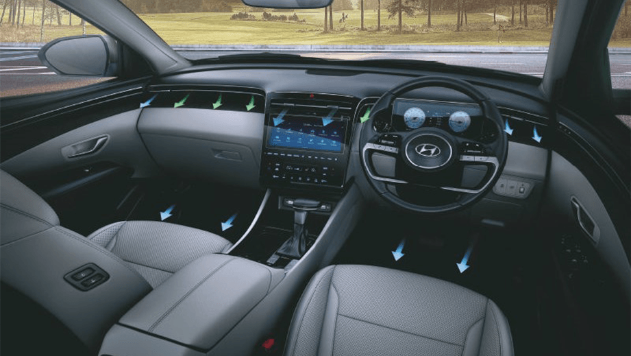 interior dashboard view of a Hyundai Tucson
