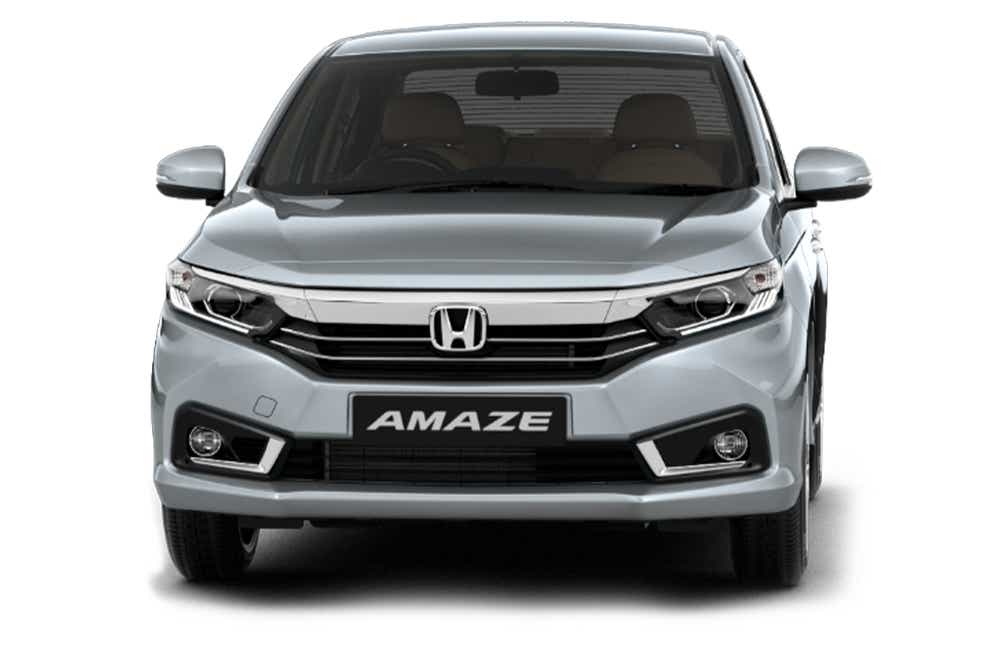 front view of a Lunar Silver Metallic Honda Amaze 2022-2023