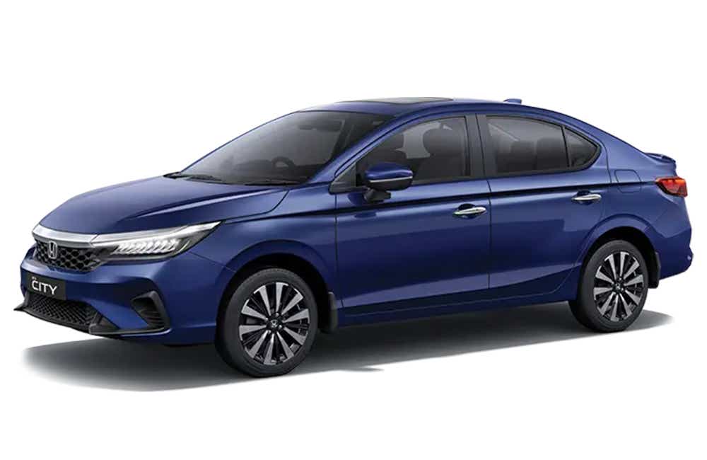 side view of a Obsidian Blue Pearl Honda City