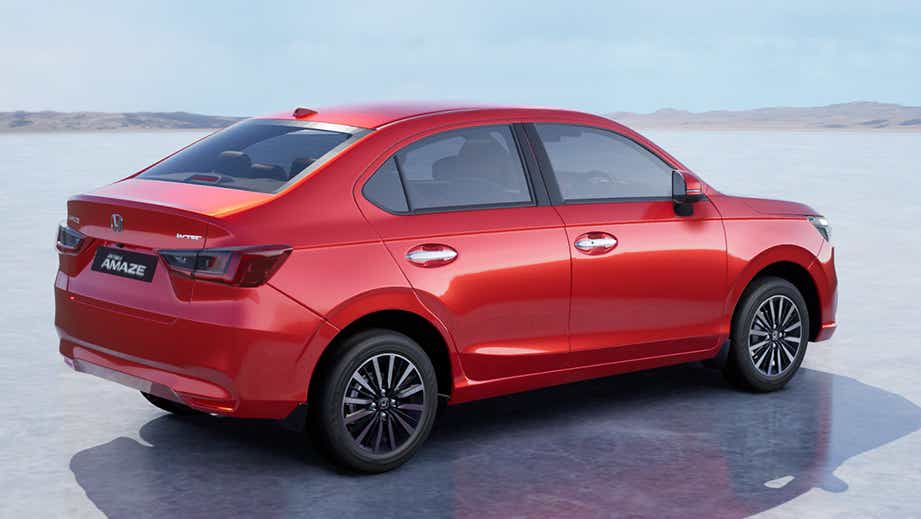 rear three-quarter of a Honda Amaze