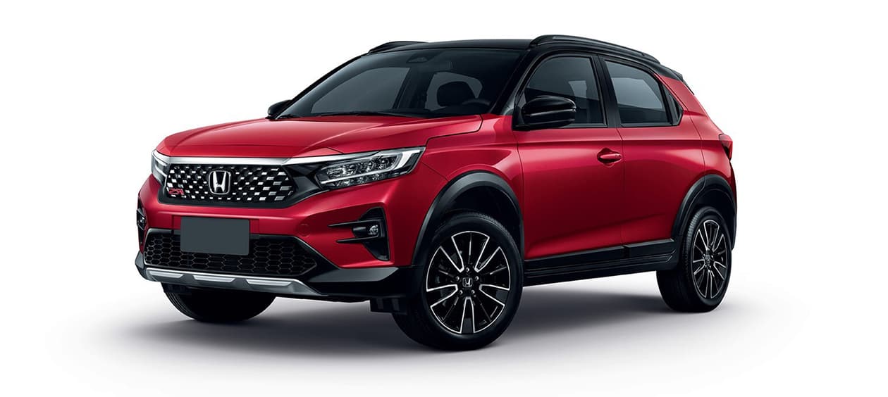 front three-quarter view of a Ignite Red Metallic Honda WR-V