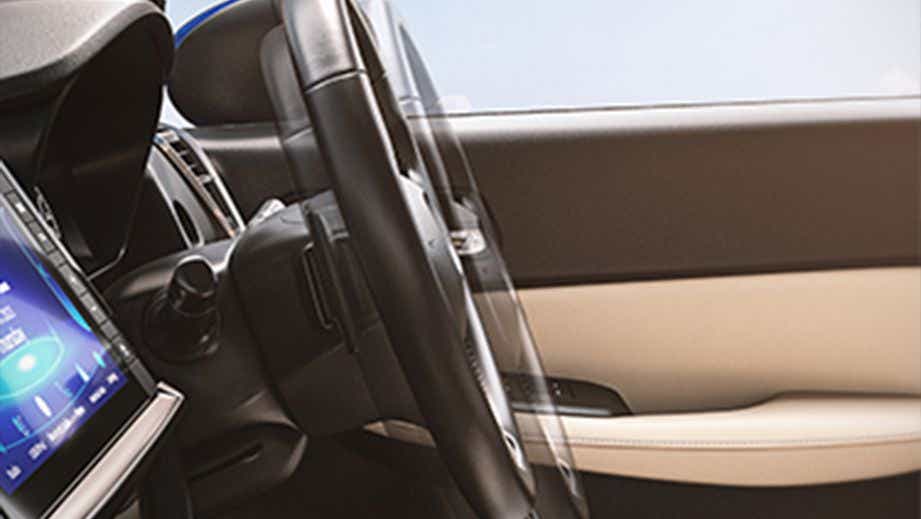 Steering wheel and dashboard of a Honda City interior