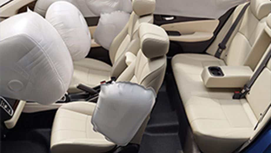 interior view with deployed airbags of a Honda City