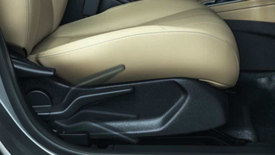 side view of the front seat adjustment controls of a Honda City