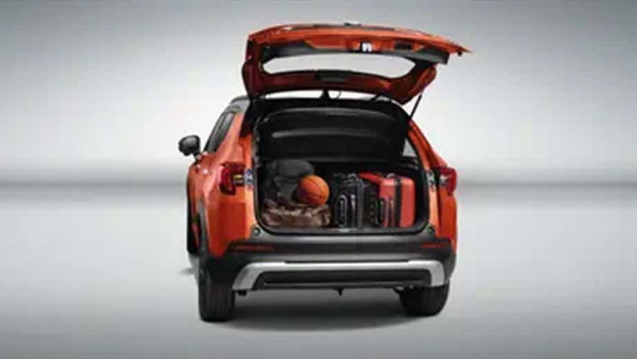 rear cargo area with open boot of a Honda Elevate
