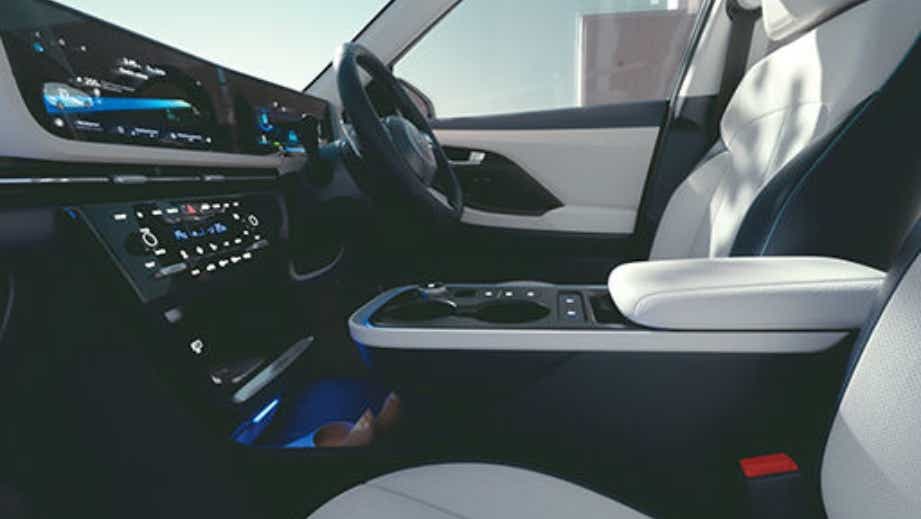 interior dashboard and front seats of a Hyundai Creta Electric