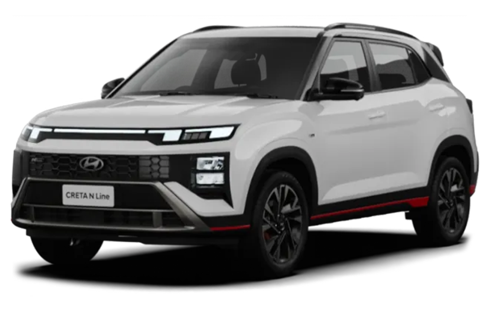 Front three-quarter view of a Atlas White Hyundai Creta N Line