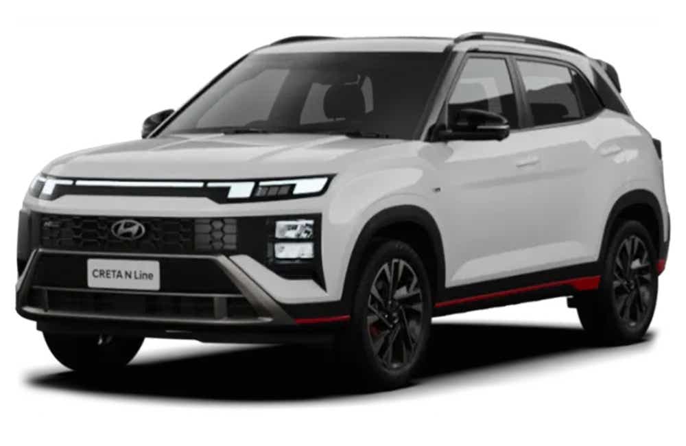 Front three-quarter view of a Atlas White Hyundai Creta N Line