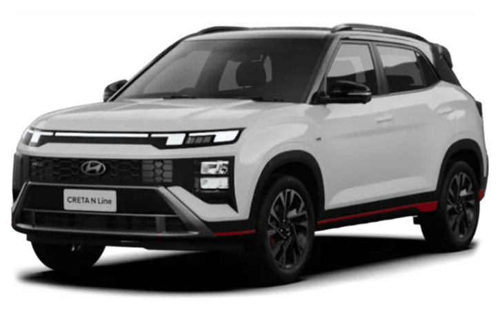 front three-quarter of a Atlas White Hyundai Creta N Line