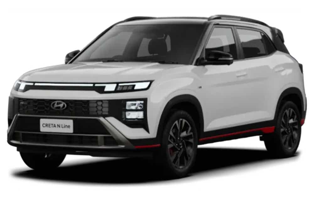 front three-quarter of a Atlas White Hyundai Creta N Line