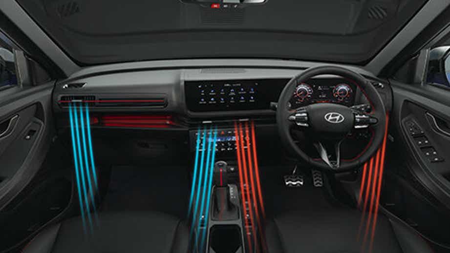 dashboard and HVAC controls of a Hyundai Creta N Line