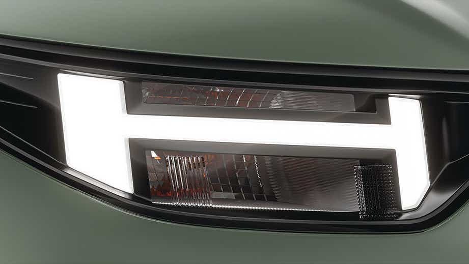 Headlight close-up of a Hyundai Exter