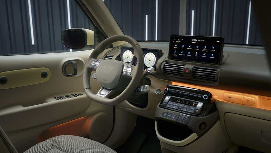 Interior dashboard view of a Hyundai Inster EV