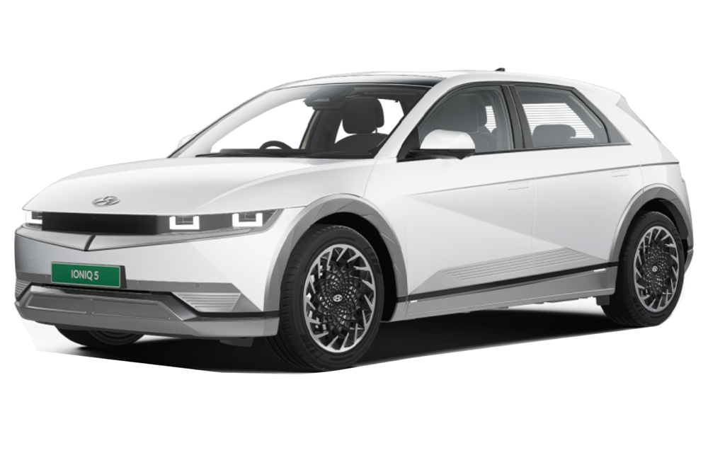 front three-quarter view of a Optic White Hyundai IONIQ 5