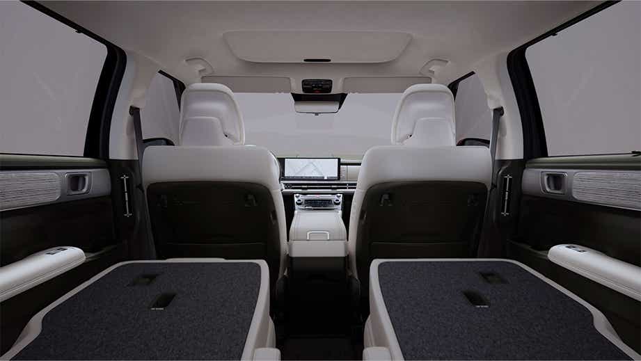interior dashboard and rear seating of a Hyundai New Santa Fe