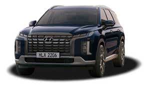 Front view of a Blue Hyundai Palisade