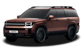 front three-quarter of a Earthy Brass Matte Hyundai New Santa Fe