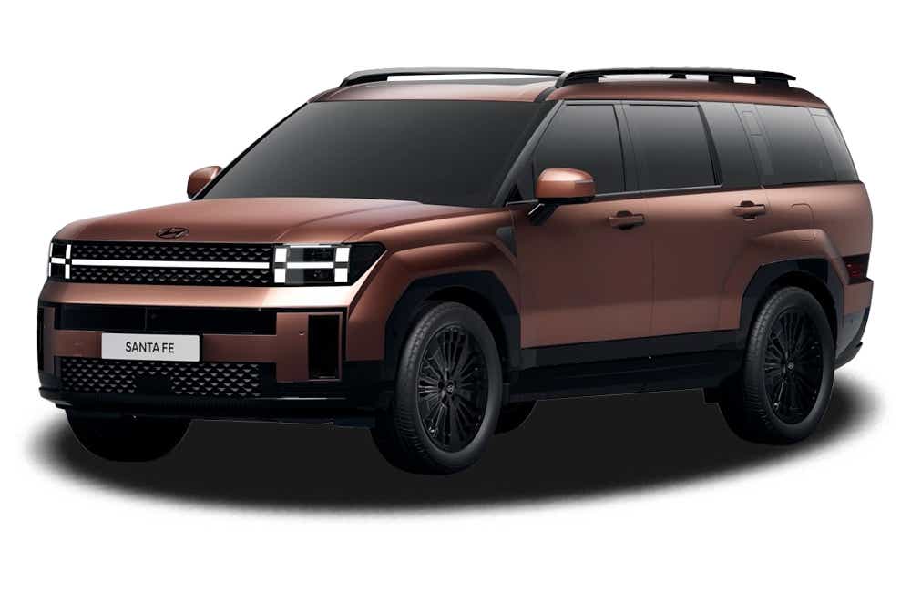 front three-quarter of a Earthy Brass Matte Hyundai New Santa Fe