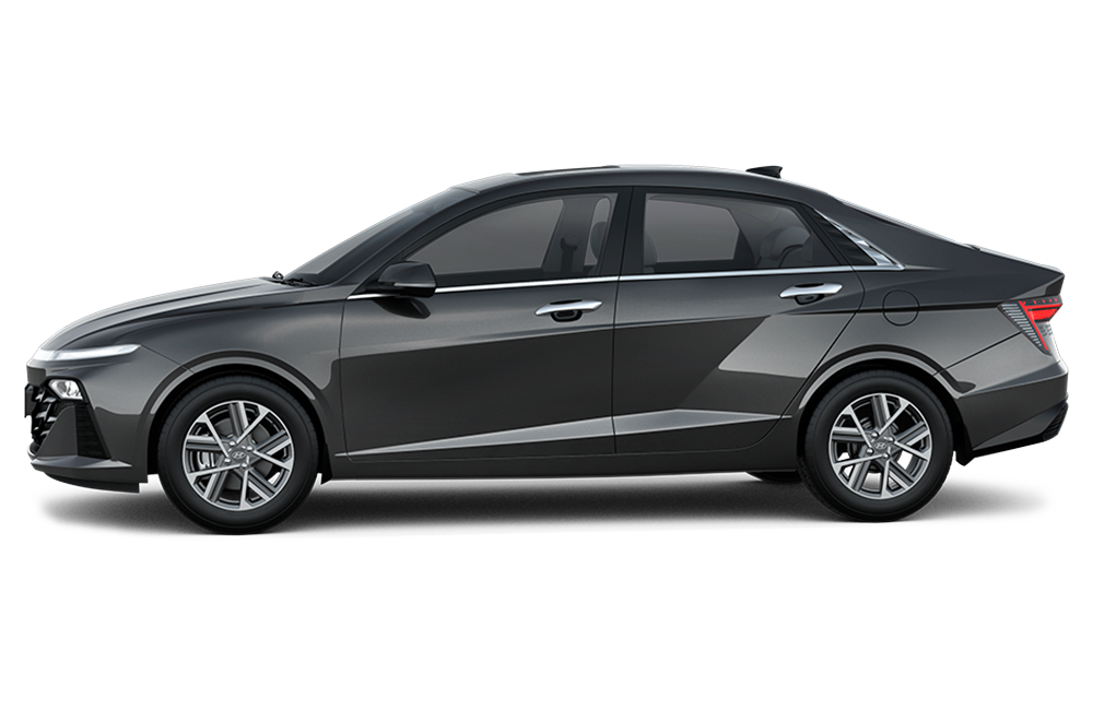 side view of a Titan Grey Hyundai Verna