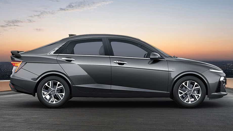 side view of a Titan Grey Hyundai Verna