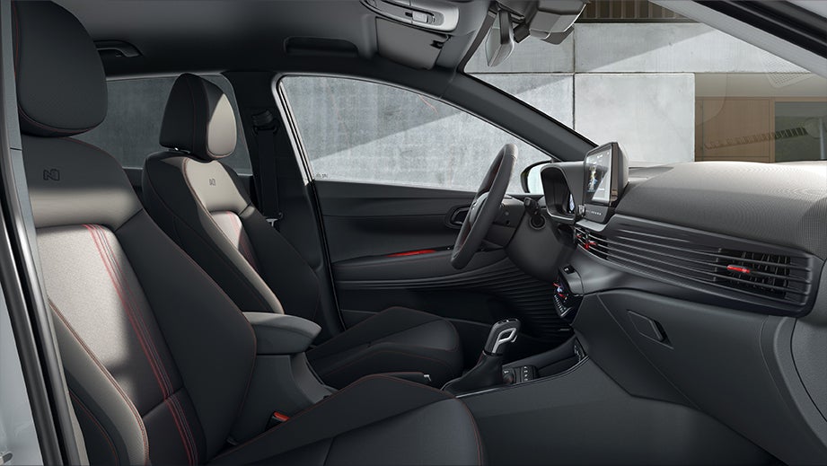 Interior dashboard and front seats of a Hyundai i20 N Line