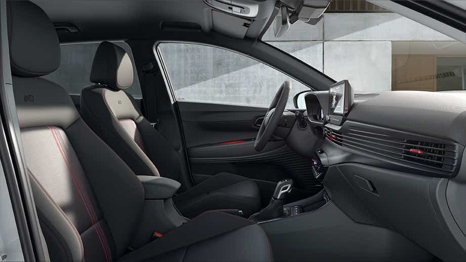 Interior dashboard and front seats of a Hyundai i20 N Line