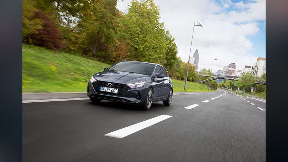 front three-quarter view of a Hyundai i20 N Line
