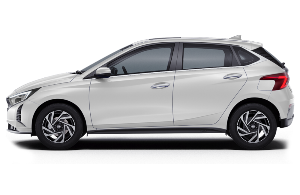 side view of a Atlas White Hyundai i20