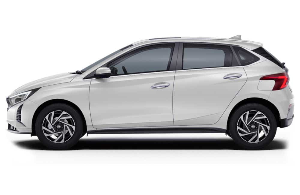 side view of a Atlas White Hyundai i20