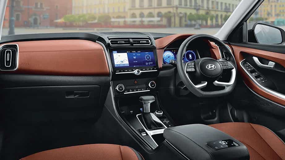 interior dashboard view of a Hyundai Alcazar 2021-2023