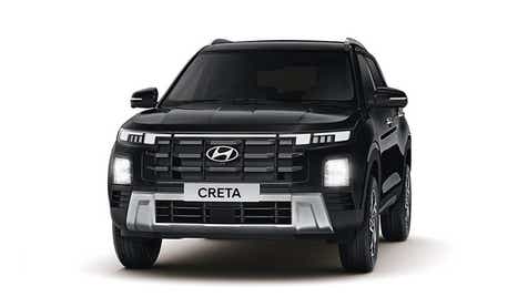 Front view of a Abyss Black Hyundai Creta