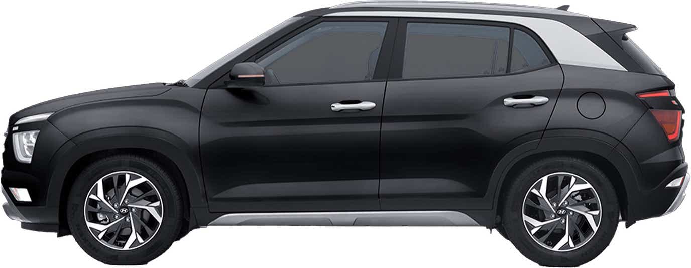 side view of a Knight Black Hyundai Creta 2018-2023