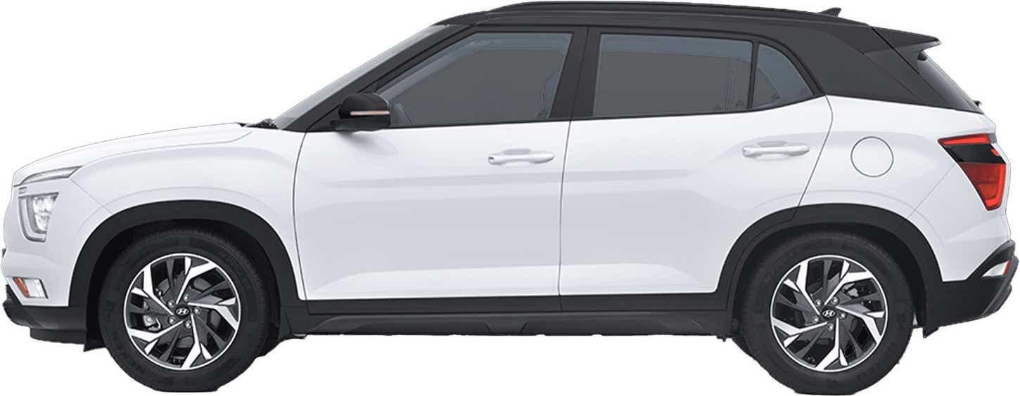 side profile of a Atlas White With Abyss Black Hyundai Creta 2018-2023