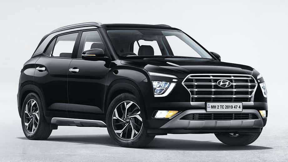 front three-quarter of a Abyss Black Hyundai Creta 2018-2023