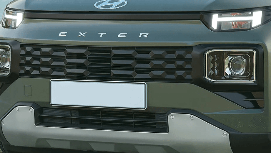 Front grille and headlight view of a Hyundai Exter