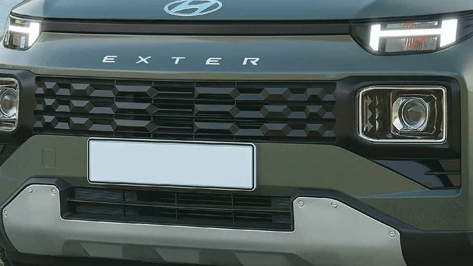 Front grille and headlight view of a Hyundai Exter