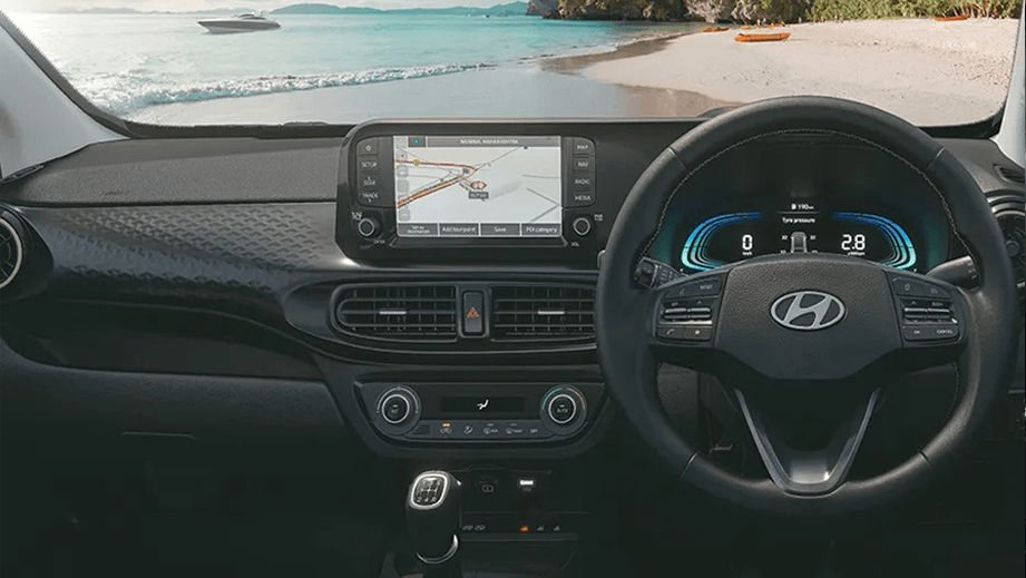 Interior dashboard view of a Hyundai Exter