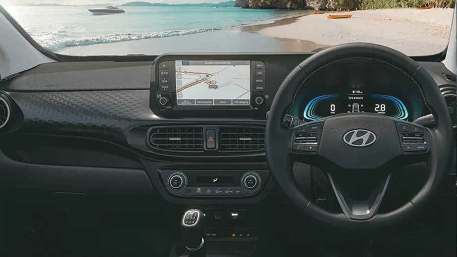 Interior dashboard view of a Hyundai Exter