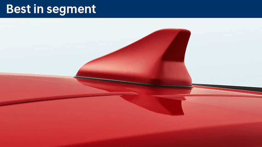 Shark-fin antenna close-up of a Hyundai Grand i10 Nios