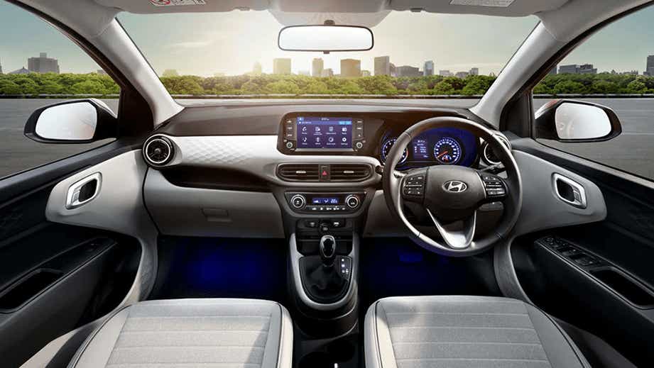 interior dashboard view of a Hyundai Grand i10 Nios