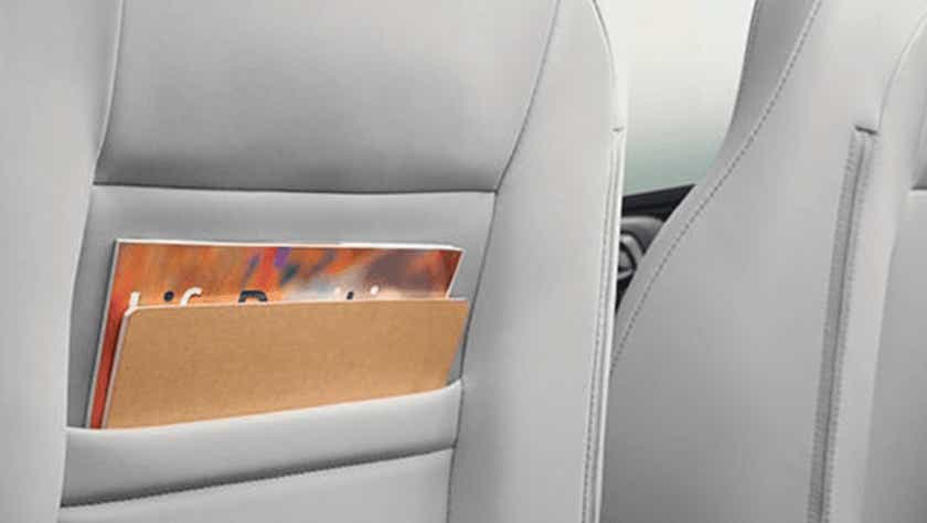 Rear seatback pocket of a Hyundai Grand i10 Nios