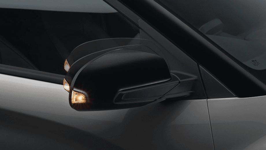 side mirror close-up of a Hyundai Kona Electric