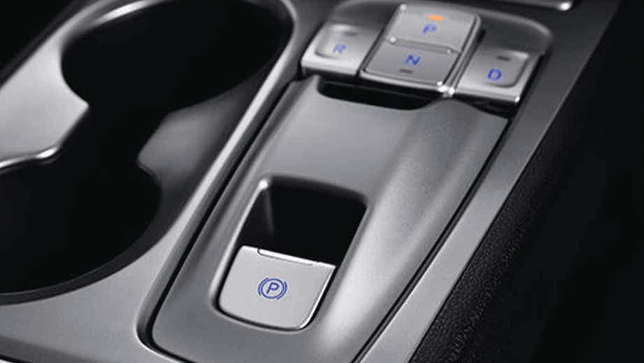 center console and gear controls of a Hyundai Kona Electric