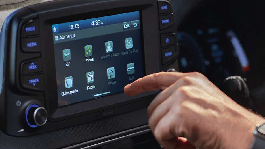 infotainment touchscreen of a Hyundai Kona Electric