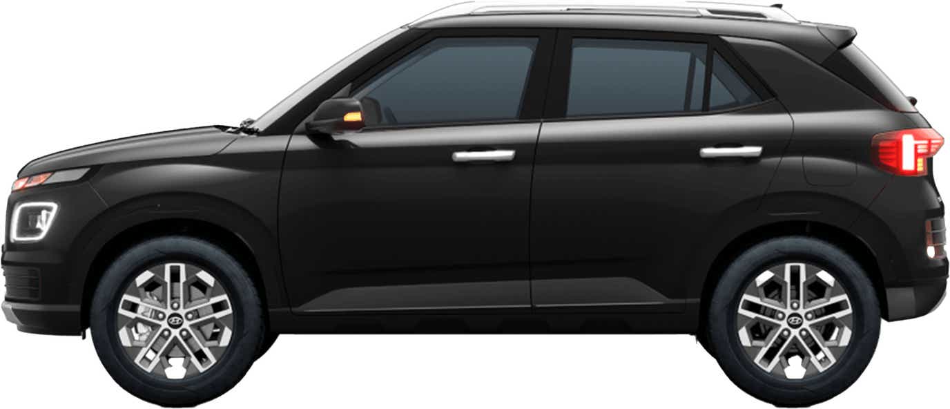 side view of a Abyss Black Hyundai Venue