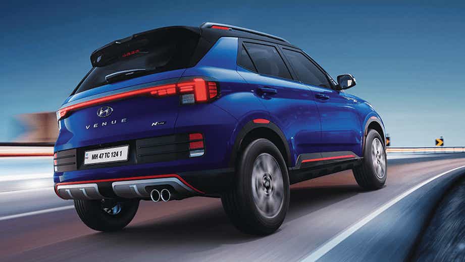 rear three-quarter of a Hyundai Venue N Line