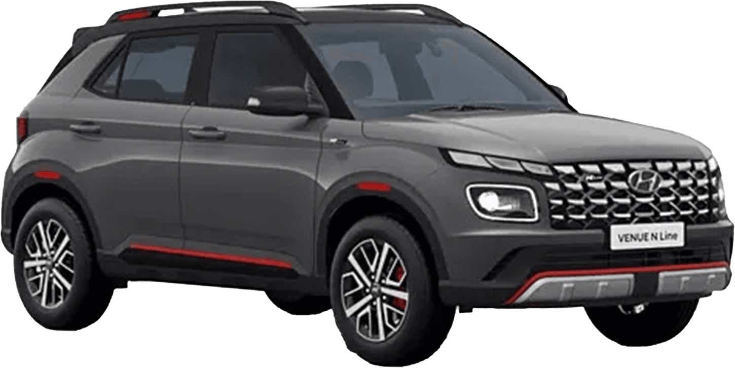 front three-quarter view of a Shadow Grey Hyundai Venue N Line