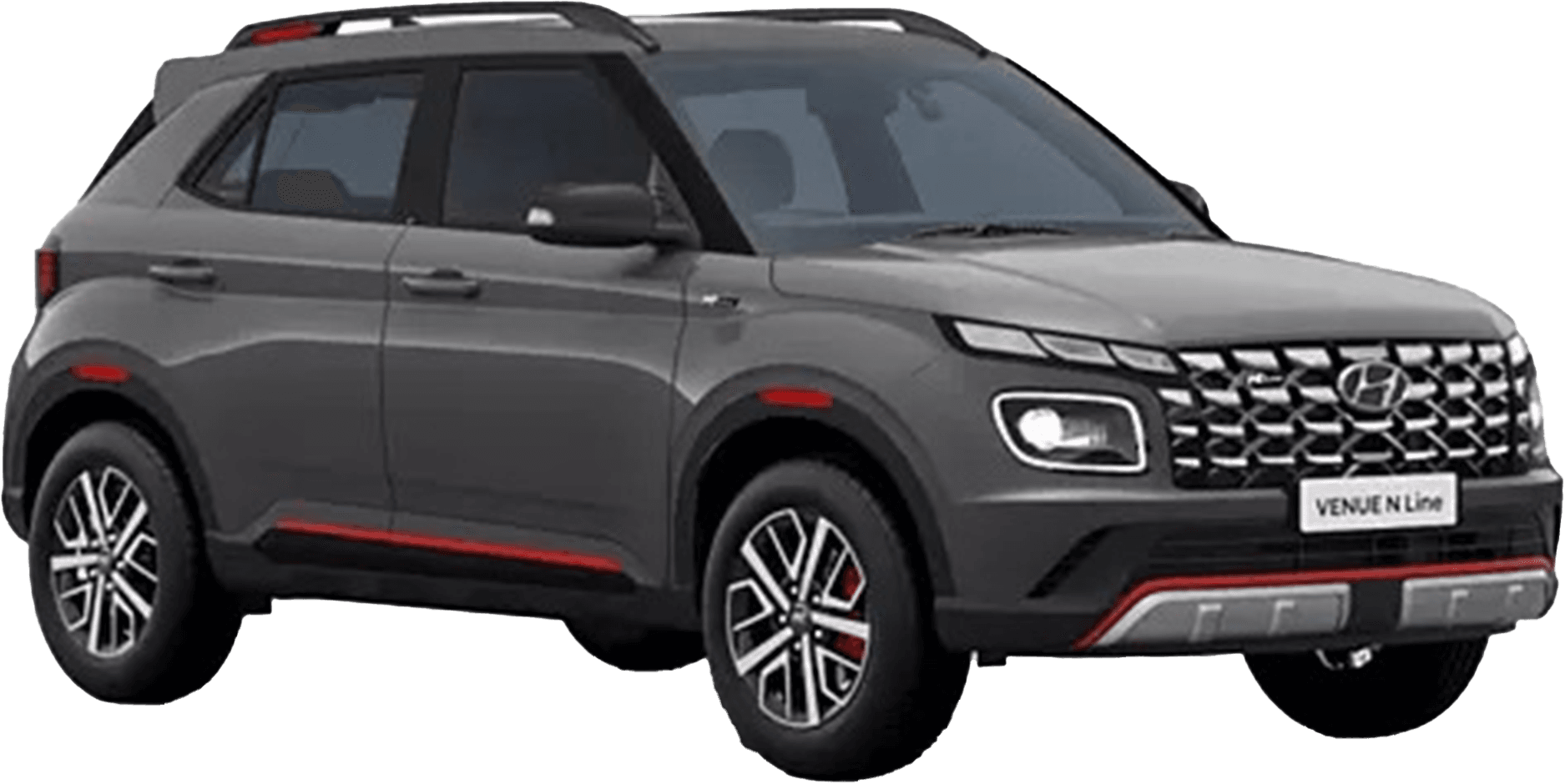 front three-quarter view of a Shadow Grey Hyundai Venue N Line